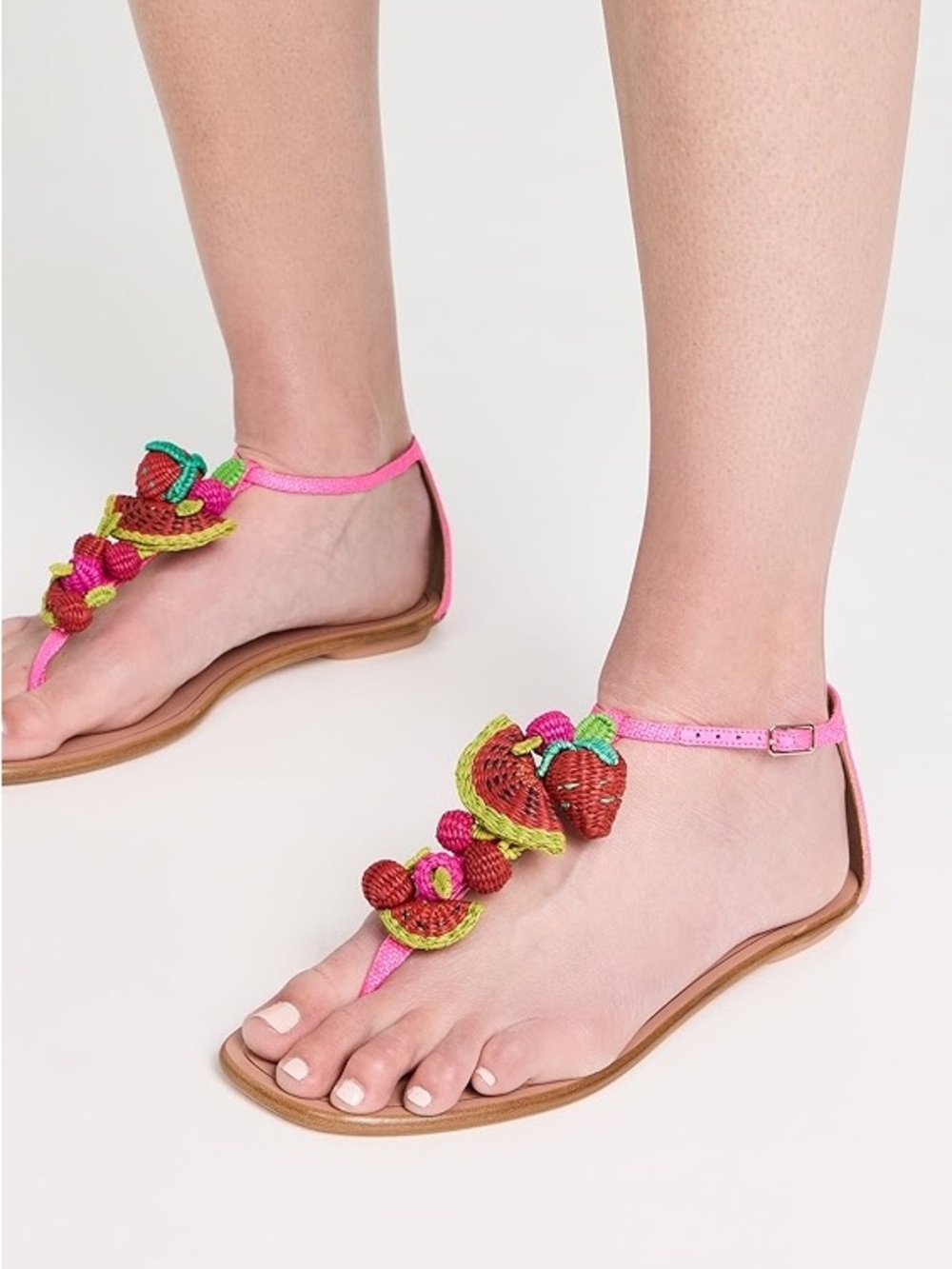 New Aquazzura Strawberry Punch raffia thong sandals 37 $875 - Picture 2 of 14